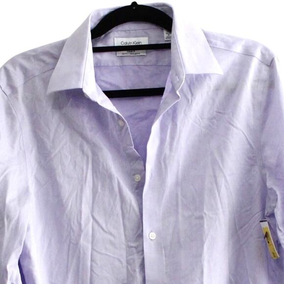 Calvin Klein Cotton Herringbone Slim Fit Dress Shirt Size M NWOT - Picture 2 of 6